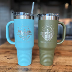 Personalized 40oz. Stainless Steel Travel Tumbler with Handle and Straw, Engraved with Custom Logo, Name or Design