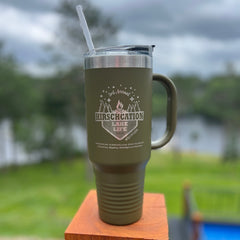 Personalized 40oz. Stainless Steel Travel Tumbler with Handle and Straw, Engraved with Custom Logo, Name or Design