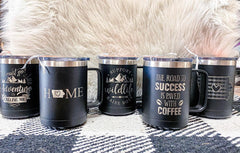 Personalized 15oz. Coffee Mug Stainless Steel Camping Tumbler, Engraved with Custom Logo, Name or Design