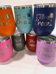 Personalized 12oz. Wine Tumbler, Engraved with Custom Logo, Name or Design