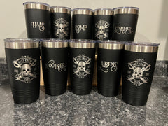 SPECIAL -SET OF 7 CUSTOM 20oz. TUMBLERS, Engraved with Custom Logo, Name or Design