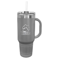 BACK TO SCHOOL WDMCS Tigers 40oz. Travel Mug with Handle Engraved Stainless Steel Drinkware