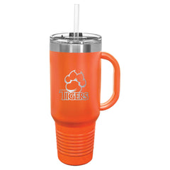BACK TO SCHOOL WDMCS Tigers 40oz. Travel Mug with Handle Engraved Stainless Steel Drinkware