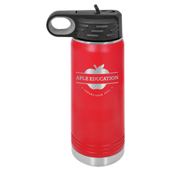 Personalized 20oz. Stainless Steel Water Bottle with Flip Top and Straw, Engraved with Custom Logo, Name or Design