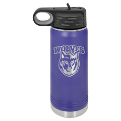Personalized 20oz. Stainless Steel Water Bottle with Flip Top and Straw, Engraved with Custom Logo, Name or Design