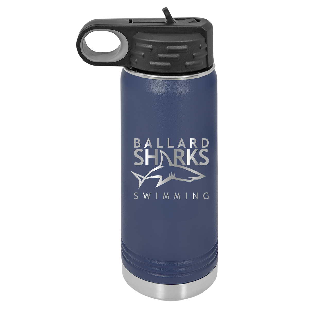 Ballard Sharks Swimming Team Water Bottle Engraved Stainless Steel Drinkware