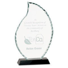 9 1/2" Flame Facet Glass Award on Black Base FC12