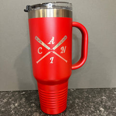 Personalized 40oz. Stainless Steel Travel Tumbler with Handle and Straw, Engraved with Custom Logo, Name or Design