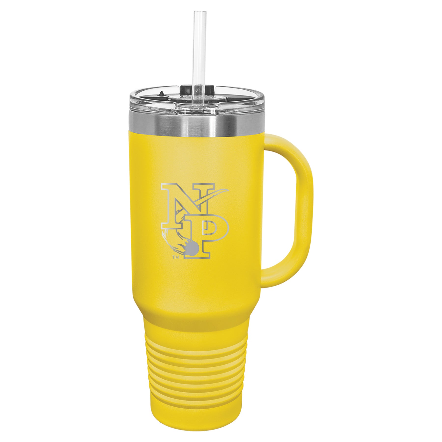 BACK TO SCHOOL 40oz. Travel Mug with Handle North Polk Comets Engraved Stainless Steel Drinkware