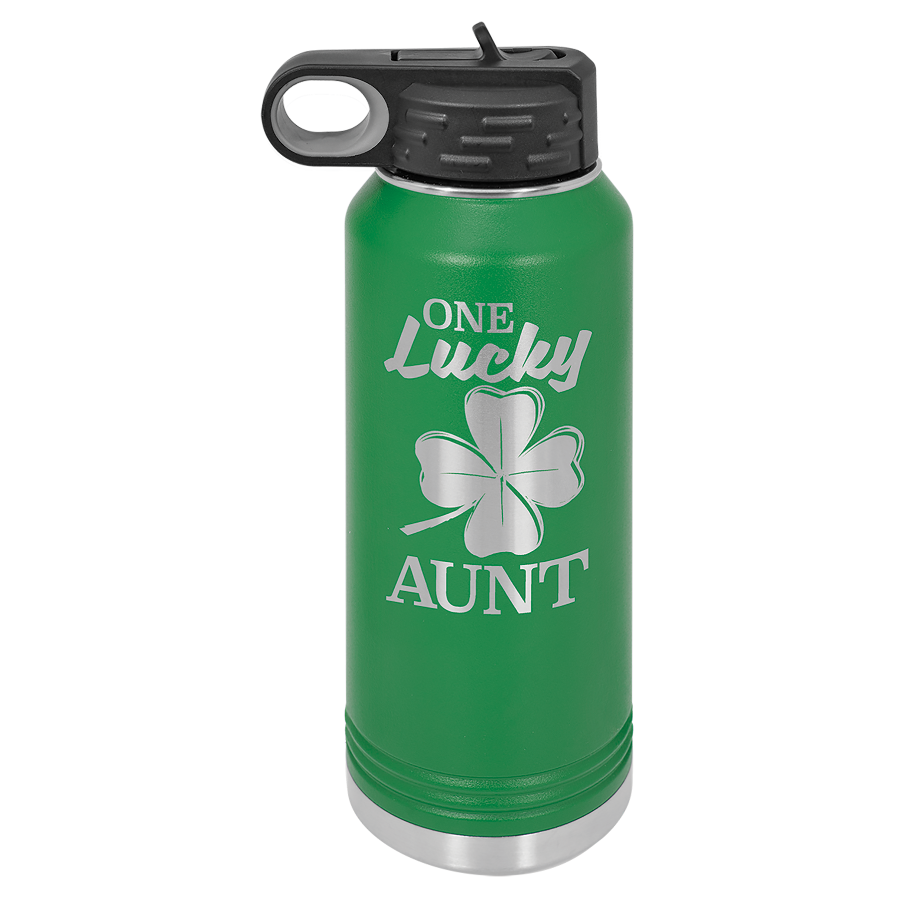 Personalized 32oz. Stainless Steel Water Bottle with Flip Top and Straw, Engraved with Custom Logo, Name or Design