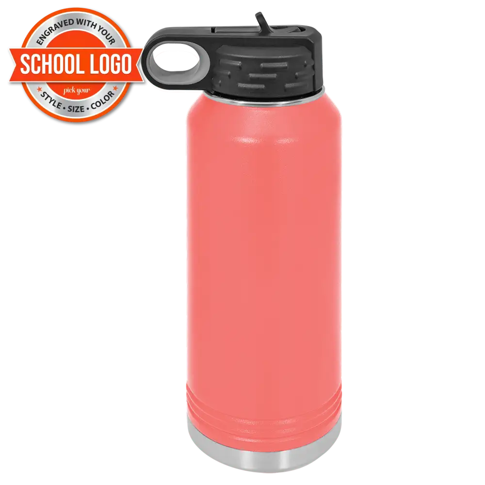 Back To School Ankeny Jaguar Water Bottle Engraved Stainless Steel Drinkware 32 Oz. / Coral